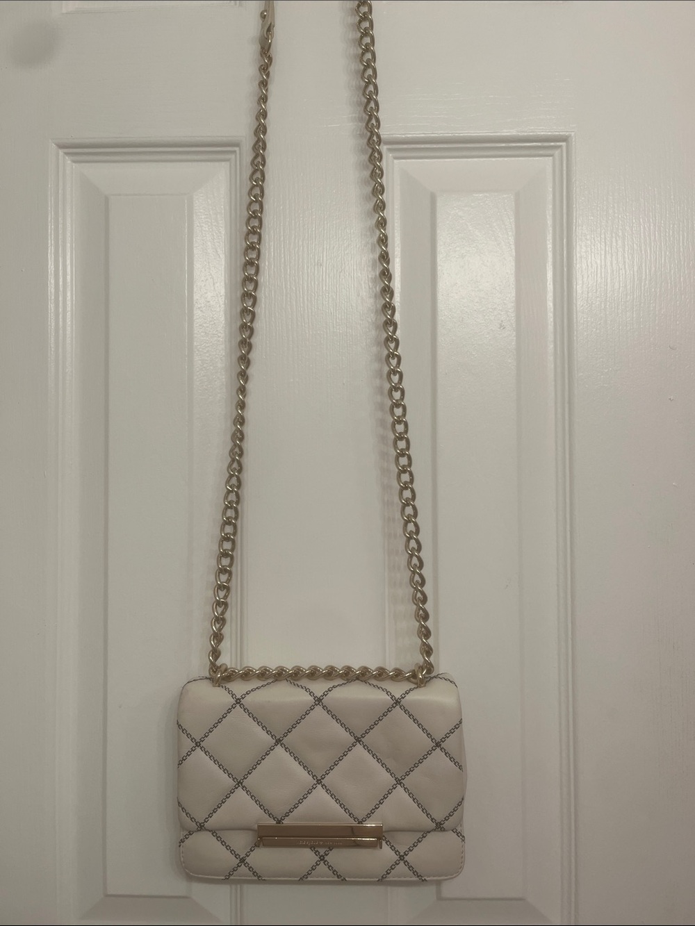 kate spade Cream Quilted Crossbody with Gold Chain Strap